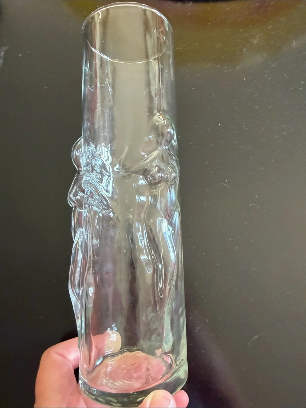Vintage Clear Textured highball or beer Glasses - 3d women’s body. Set of 6